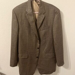 CALVIN KLEIN Brown Herringbone plaid WOOL sport coat suit jacket blazer 46 L